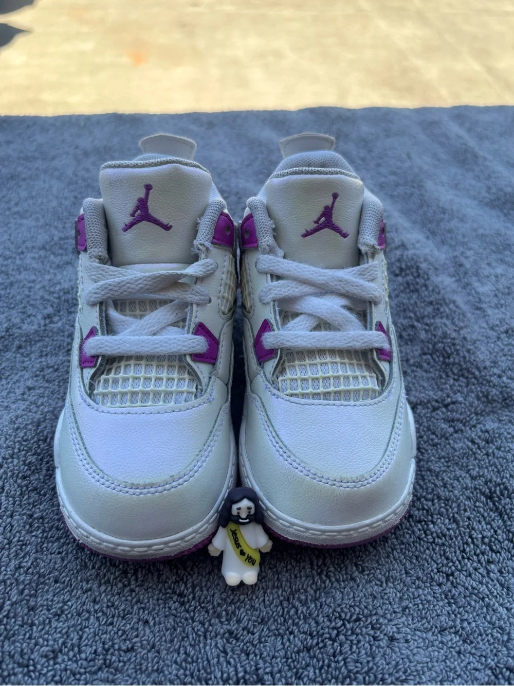 Jordan Kids White and Purple Low-Top Sneakers